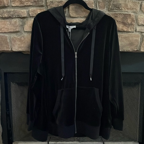 NWT Spense Sport black zippered jacket with front pockets and hood. Size 1X - Picture 1 of 13